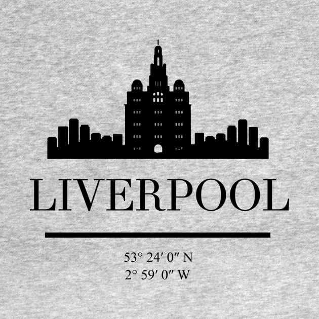 LIVERPOOL ENGLAND BLACK SILHOUETTE SKYLINE ART by deificusArt